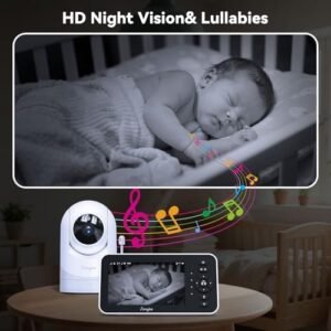 Video Baby Monitor with Camera and Audio,5inch Screen,720P,No Wifi or Free Smartphone App Mode,Remote Pan/Tilt/Zoom Camera,Lullabies,Feeding Remind,Night Vision,VOX,2-Way Talk,1500ft long Range