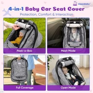 Best 2-in-1 Waterproof Baby Car Seat Cover – Windproof & Universal Gray Cover for Infants
