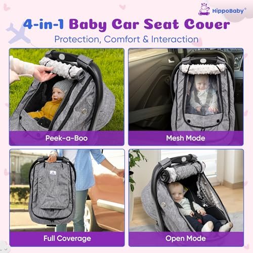 Best 2-in-1 Waterproof Baby Car Seat Cover – Windproof & Universal Gray Cover for Infants