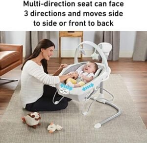 Ultimate Comfort with the Graco Soothe ’n Sway LX Portable Baby Swing and Baby Bouncer Bouncer, Multi Direction Seat, 2 Speed Vibration, Derby