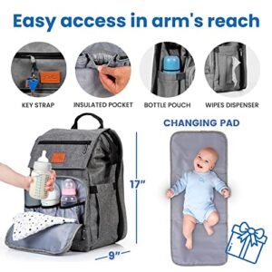 Top 1 Ultimate PILLANI Baby Diaper Bag Backpack - Large Bag for Boys & Girls, Waterproof Diaper Backpack - Travel Diaper Bags w/Changing Pad, Baby Registry Search & Shower Gifts - Essentials Must Haves Newborn Stuff