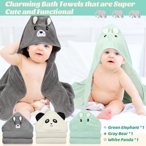 Sublaga 12 PCS Baby Towels, 3 PCS Soft Hooded Baby Towels & 9 PCS Washcloths, Baby Bath Towels for Newborns, Infants & Toddlers- Ultra Absorbent, Cute Baby Towel Gift for Boys & Girls : Baby