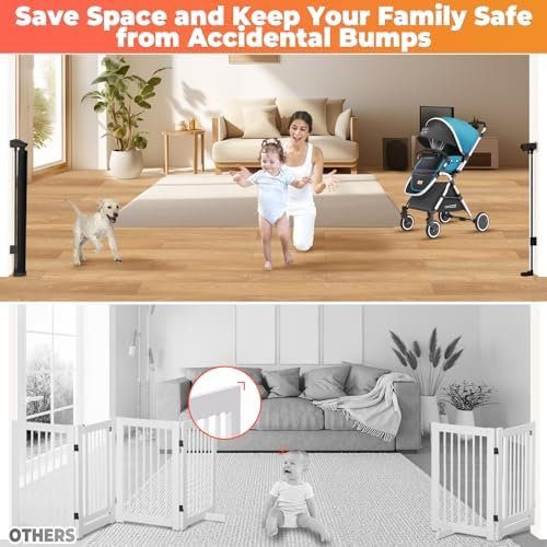 Retractable Baby Gate - Extendable Safety Gate for Children with an Extra Width of 200 Inches