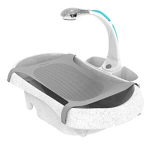 The First Years Rain Shower Baby Bathtub Set - Includes Infant Sling, Soothing Spray Shower Head, Fresh Water Tank and Built in Soft Brush