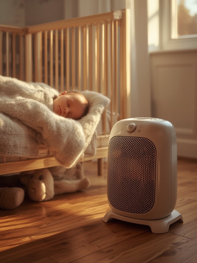 baby space heater safely warming nursery