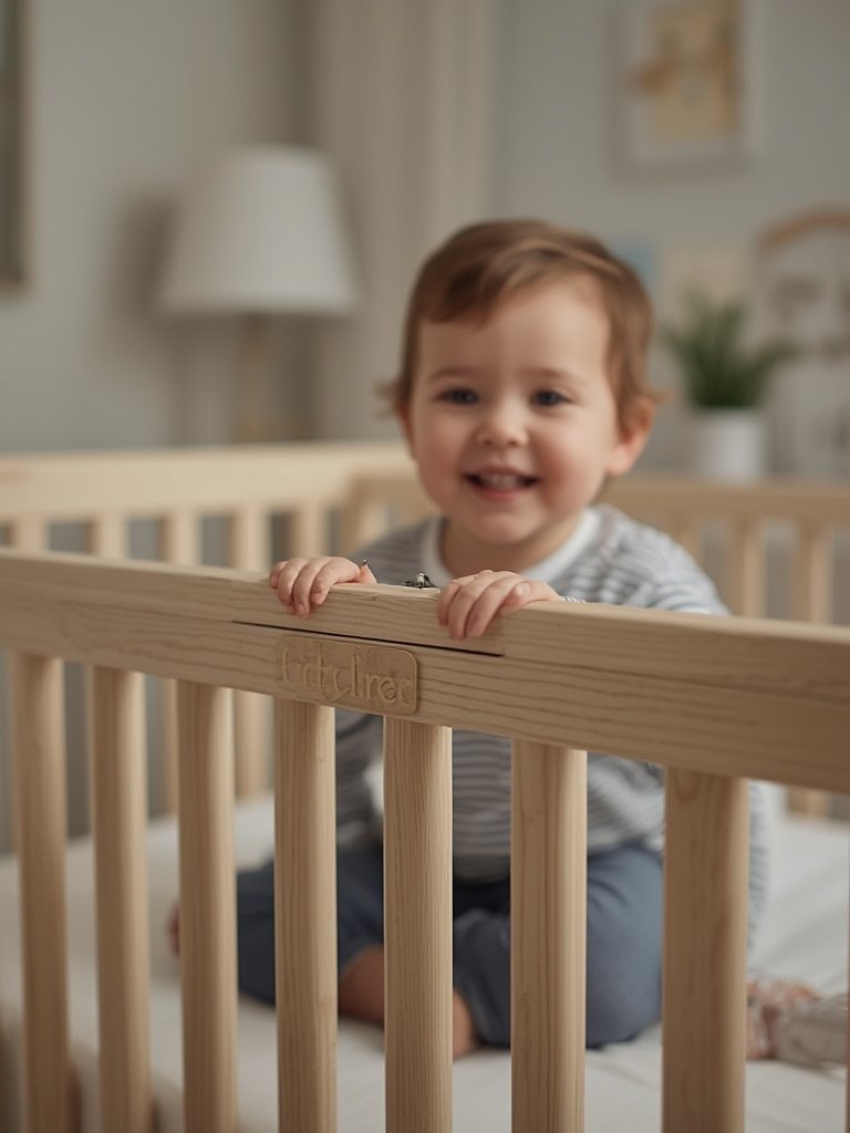 crib conversion kit demonstration with toddler rail in nursery