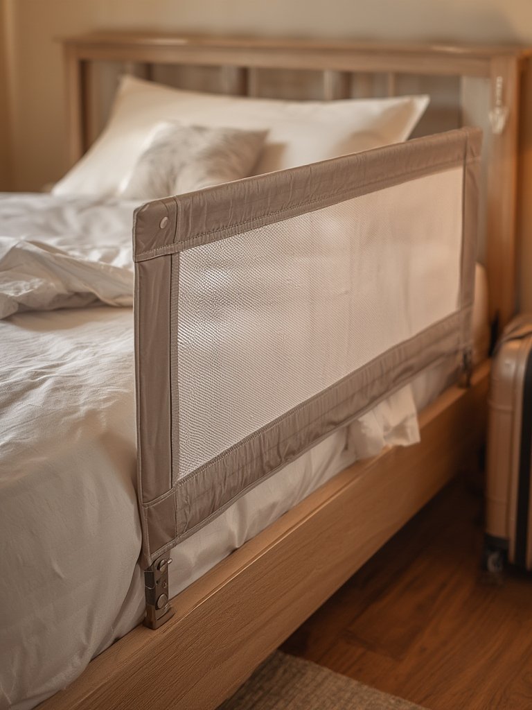 mesh bed guard secure on a twin-size bed