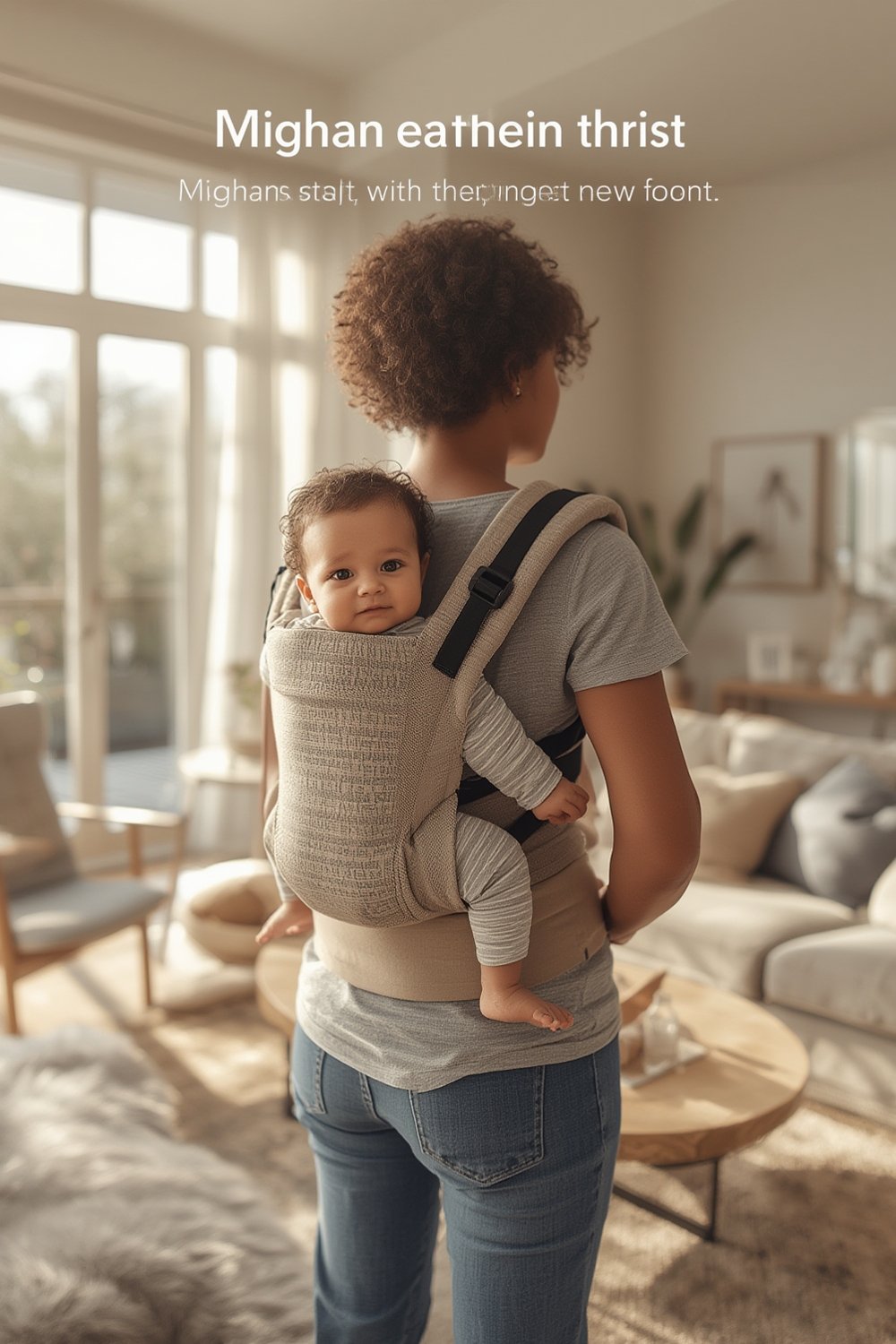 baby carrier demonstration with mom and infant