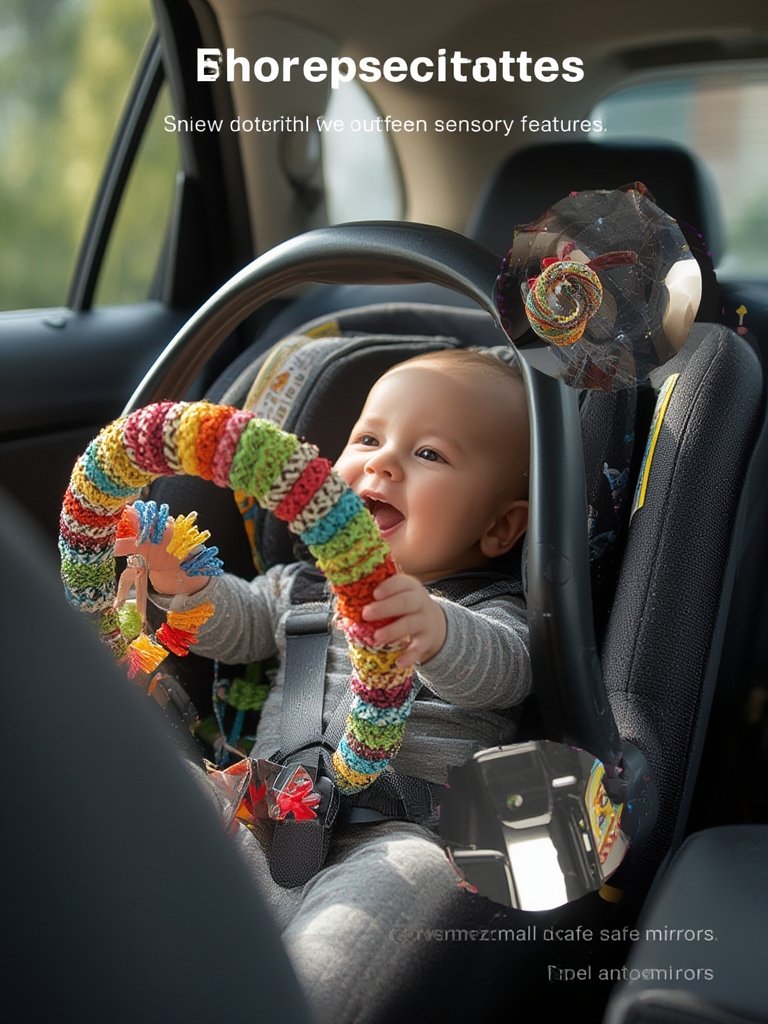 car seat toy in use - Itzy Ritzy Spiral Activity Toy attached to infant car seat