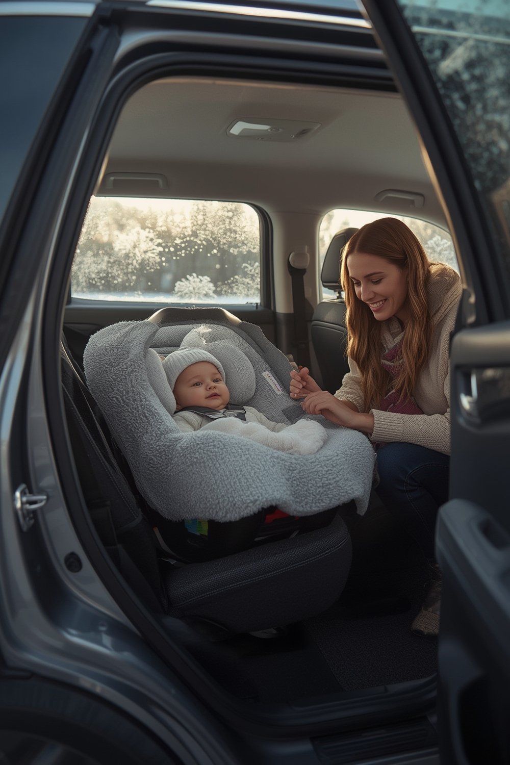 Car seat with Skip Hop Winter Cover in use