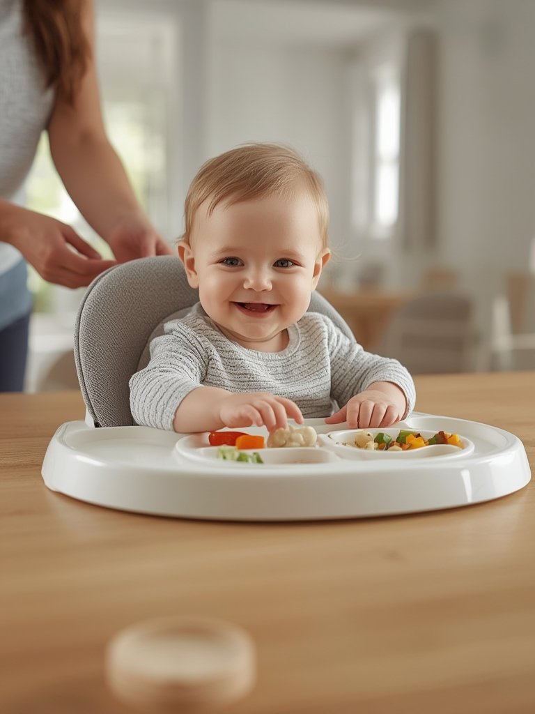 convertible highchair set up as toddler booster seat