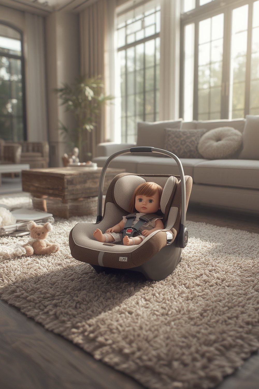 doll carseat for dolls with five-point harness and latch system