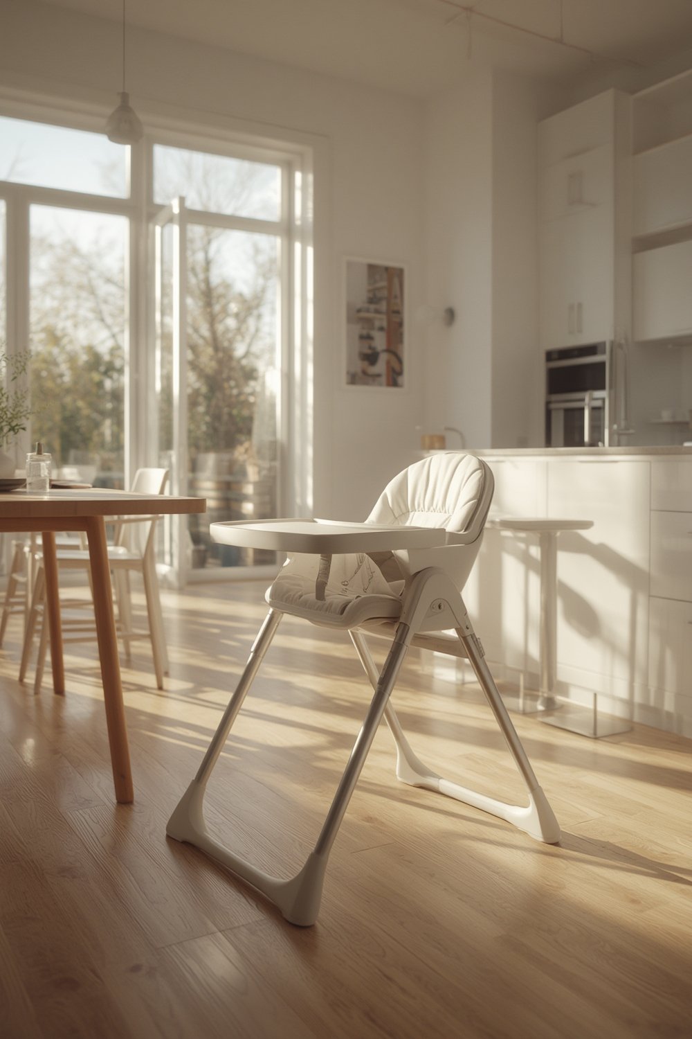 high chair assembled in a modern kitchen
