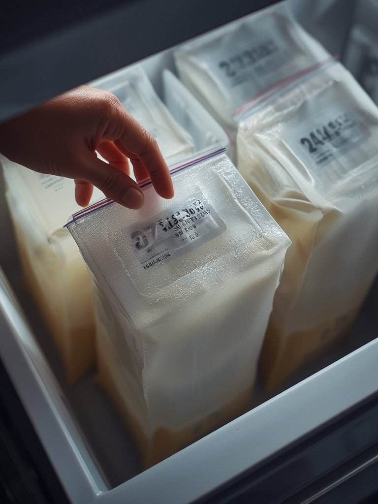 milk storage and breastmilk bags in freezer - self standing pouch