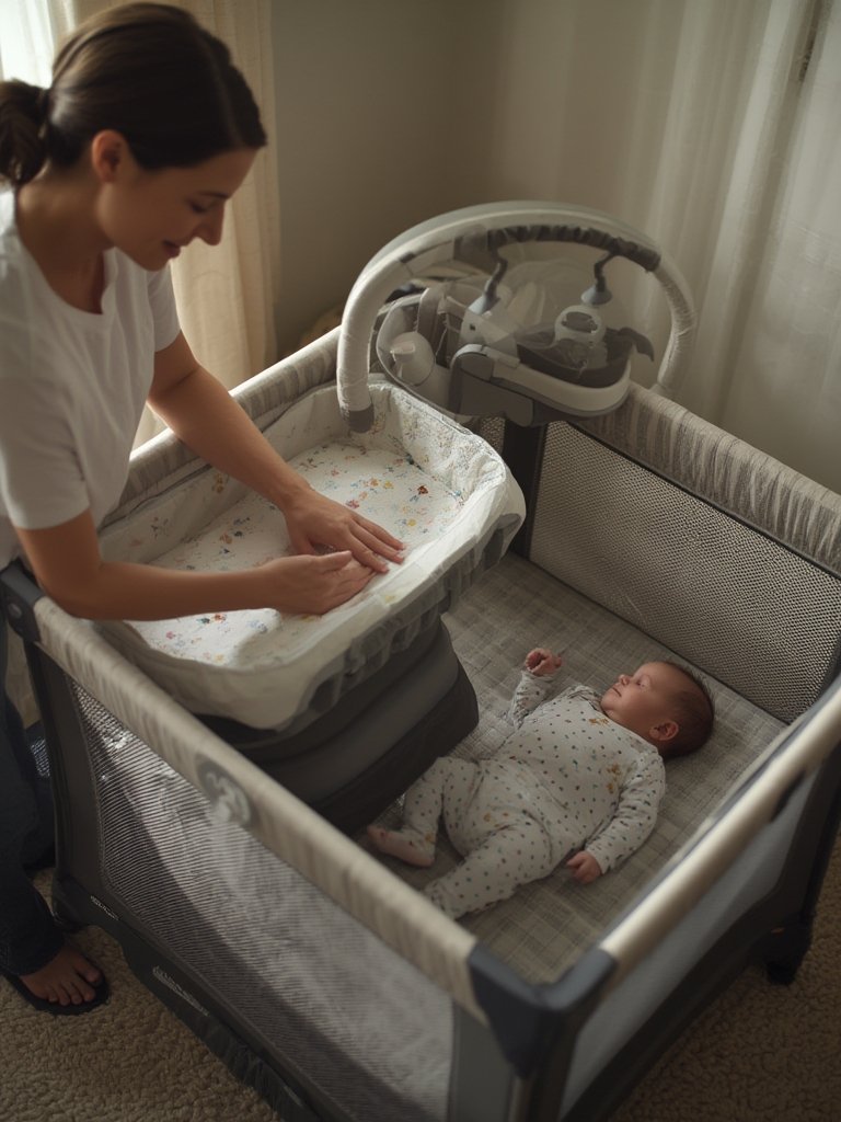 portable playard folded for travel