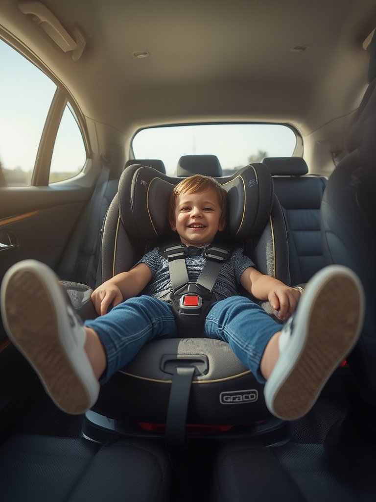 rear facing convertible carseat installed with legroom panel extended