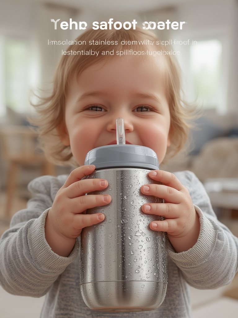 spill proof cup being tested for leaks on countertop