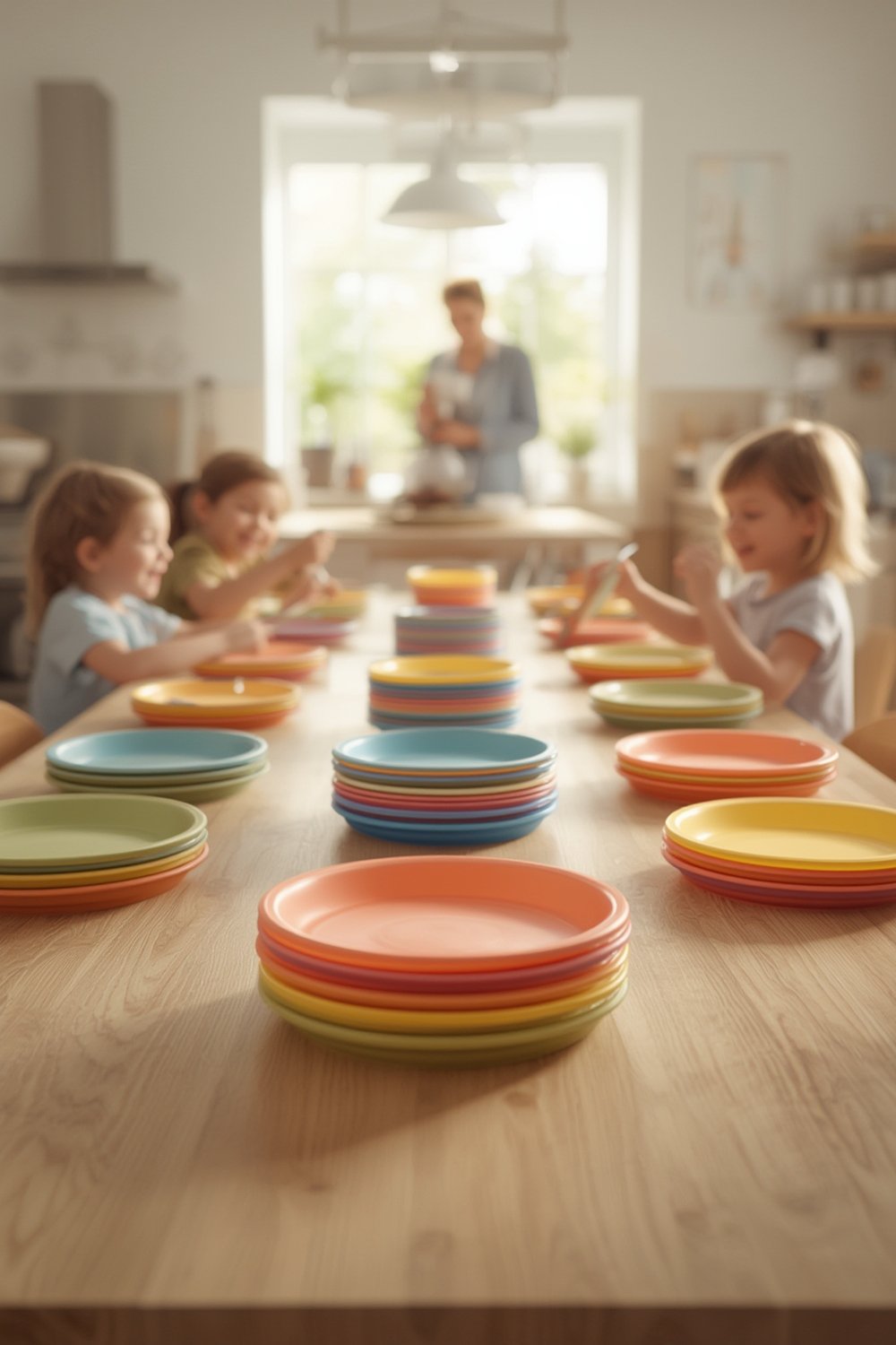toddler plates in use during toddler mealtime