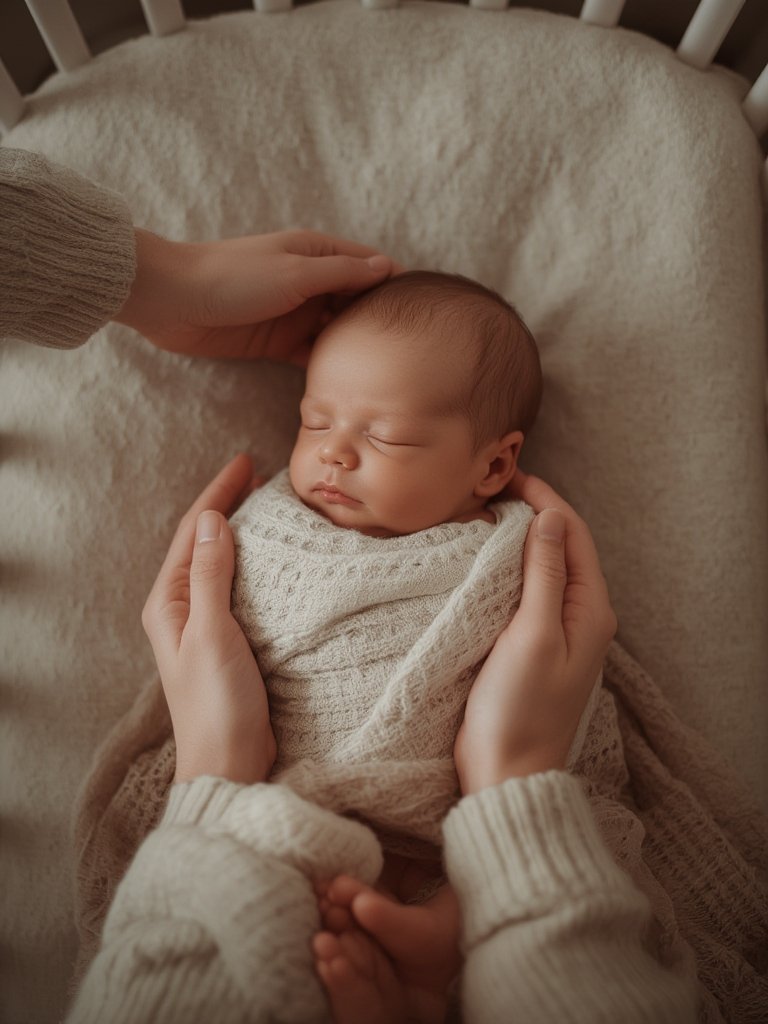 The newborn baby will only sleep if held.