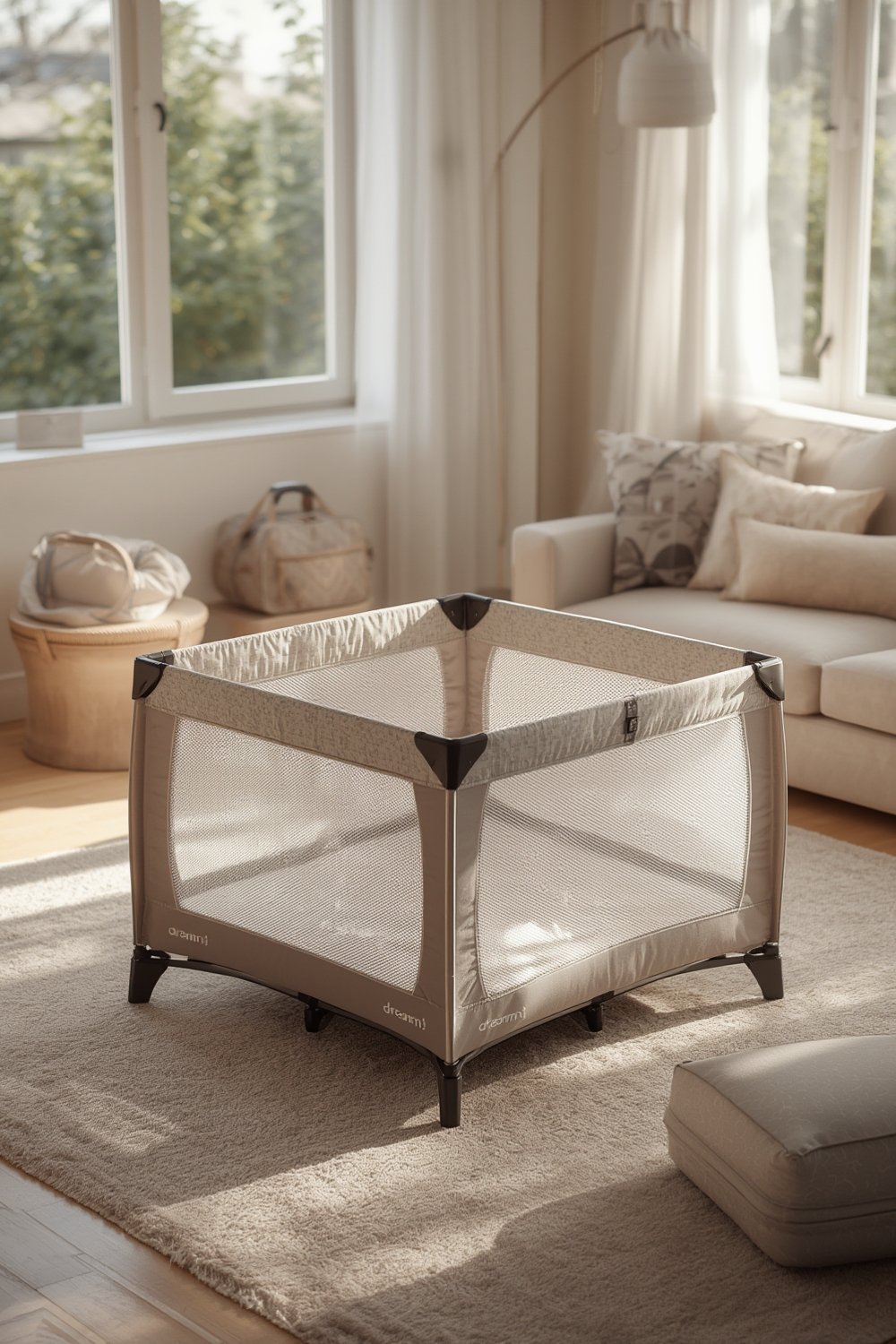 baby playard in living room setting