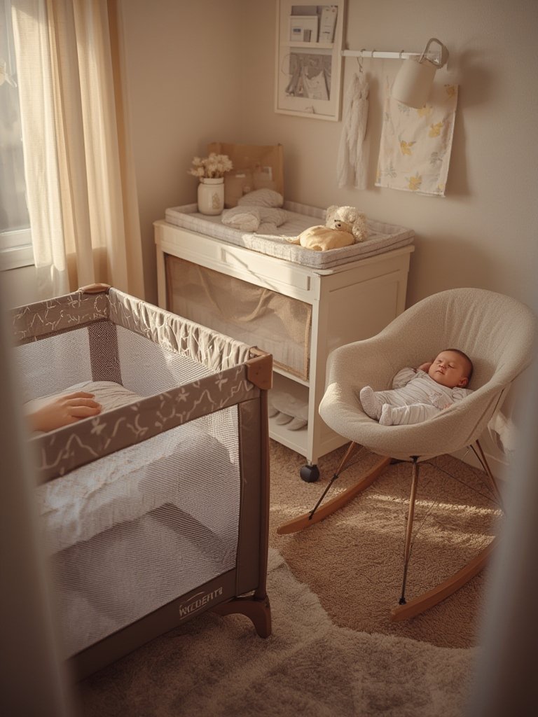 nursery center functioning as a baby playard and travel crib