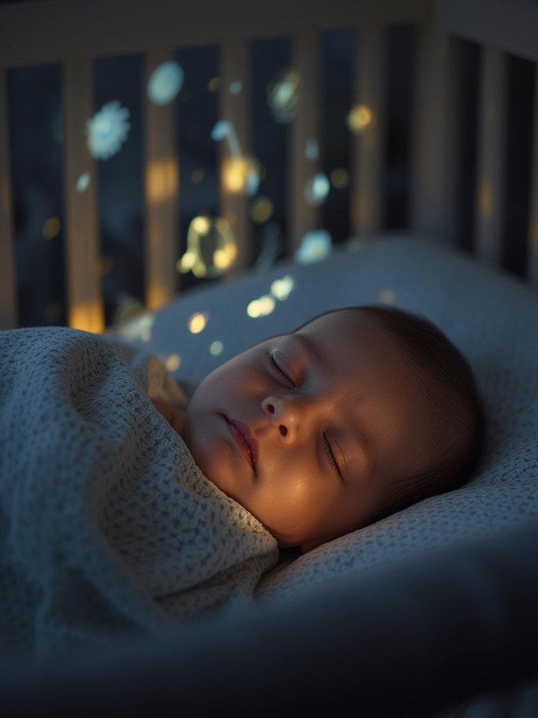 baby sound machine and crib soother with remote control in nursery