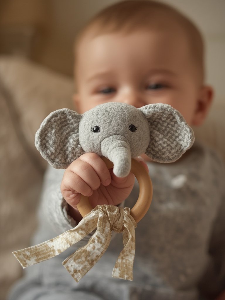 baby teether soft elephant rattle sensory toy