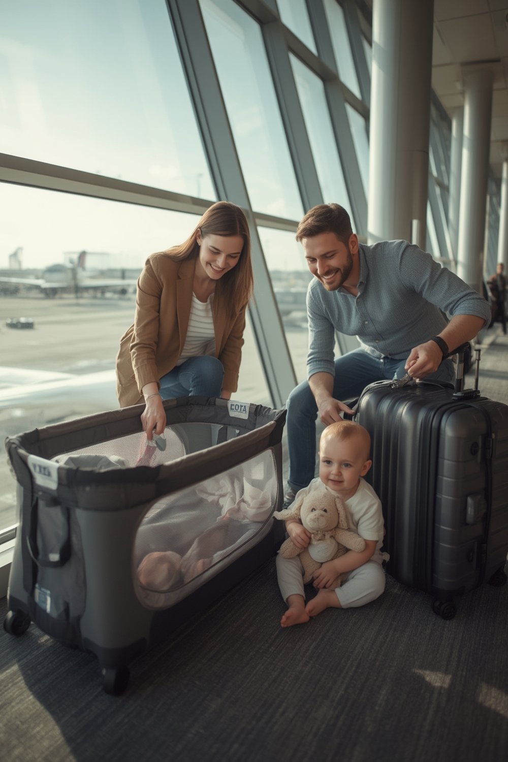 baby travel pod in use on family trip