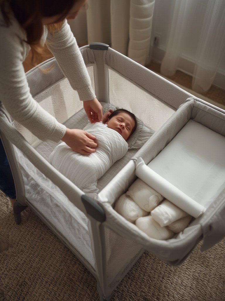 bedside sleeper baby playard feature - BABY JOY 5-in-1 Pack and Play