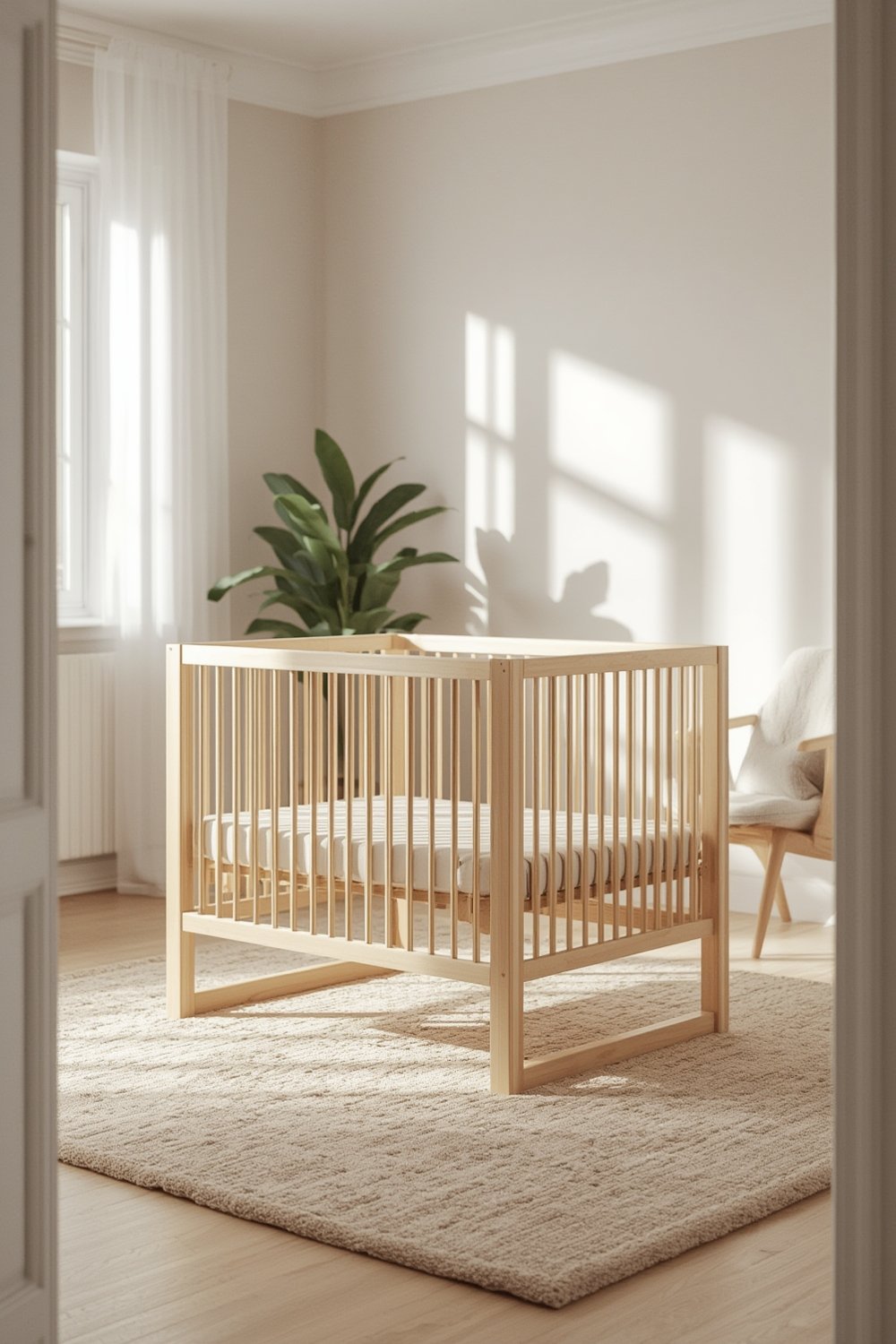 folding crib with patented quick folding system in use