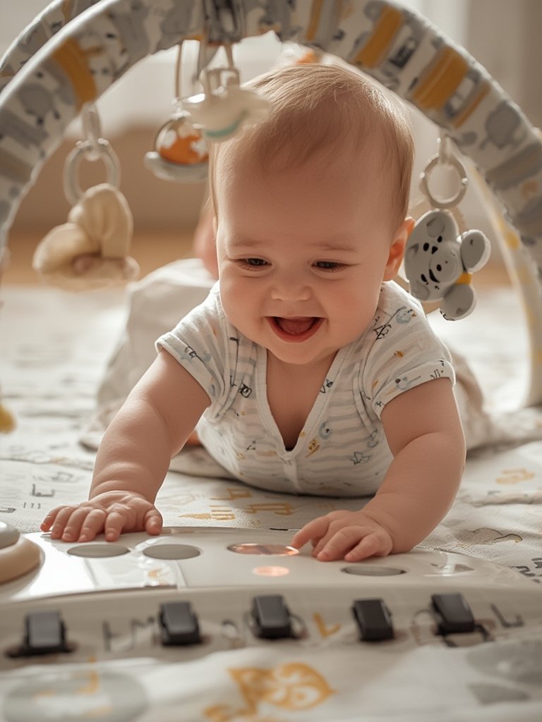 kick piano gym in use baby playmat