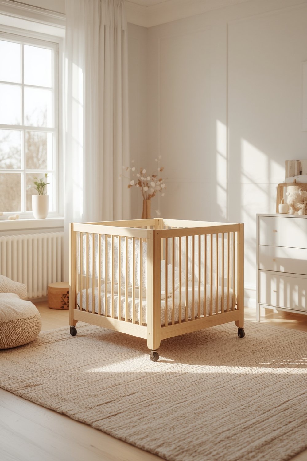 Mini Crib: 7 Ultimate Secrets for Amazing Space-Saving Solutions 1 mini crib in modern nursery with white walls