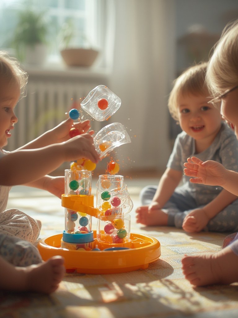 toddler ball tower cause and effect sensory play