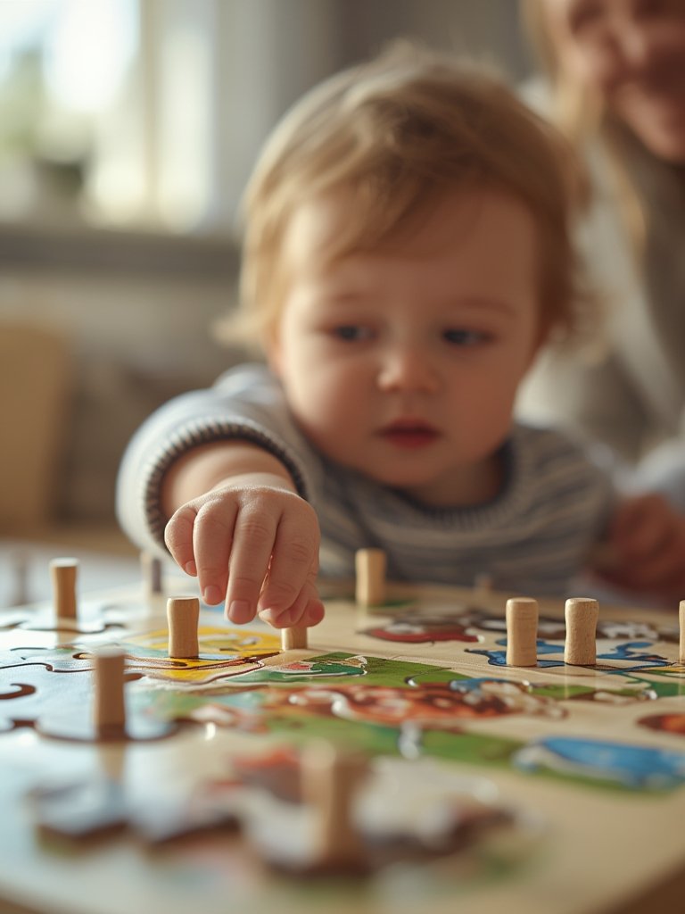 wooden puzzle pieces for sound puzzle with farm animals