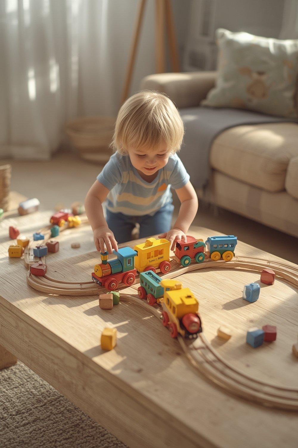 wooden trains magnetic couplers hands-on play melissa doug