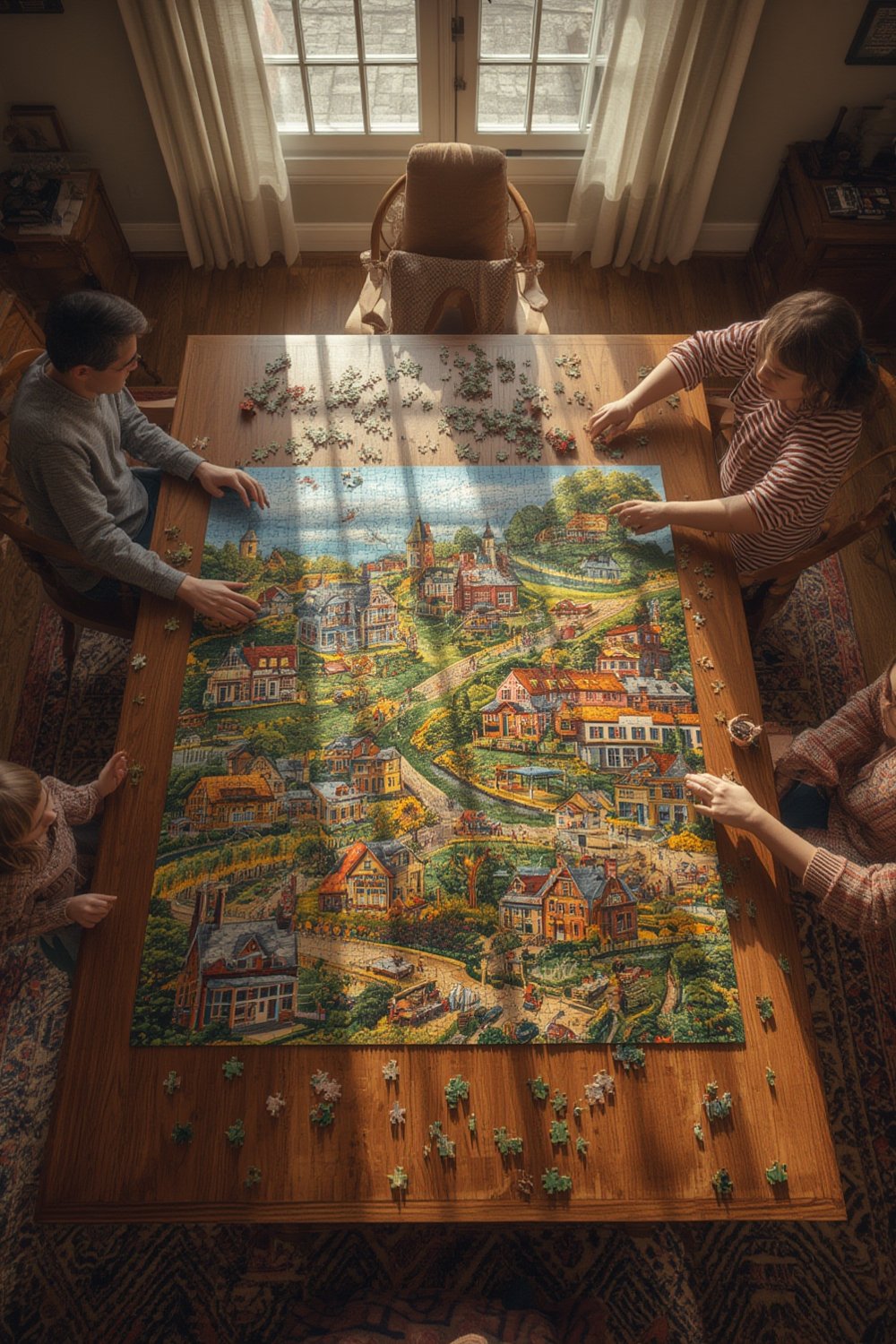 Wysocki puzzle village scene and Americana shops