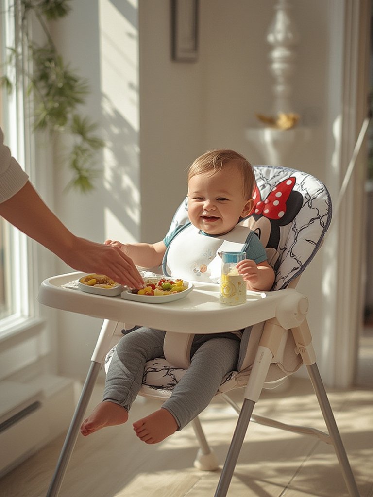 Minnie Mouse high chair easy clean baby feeding