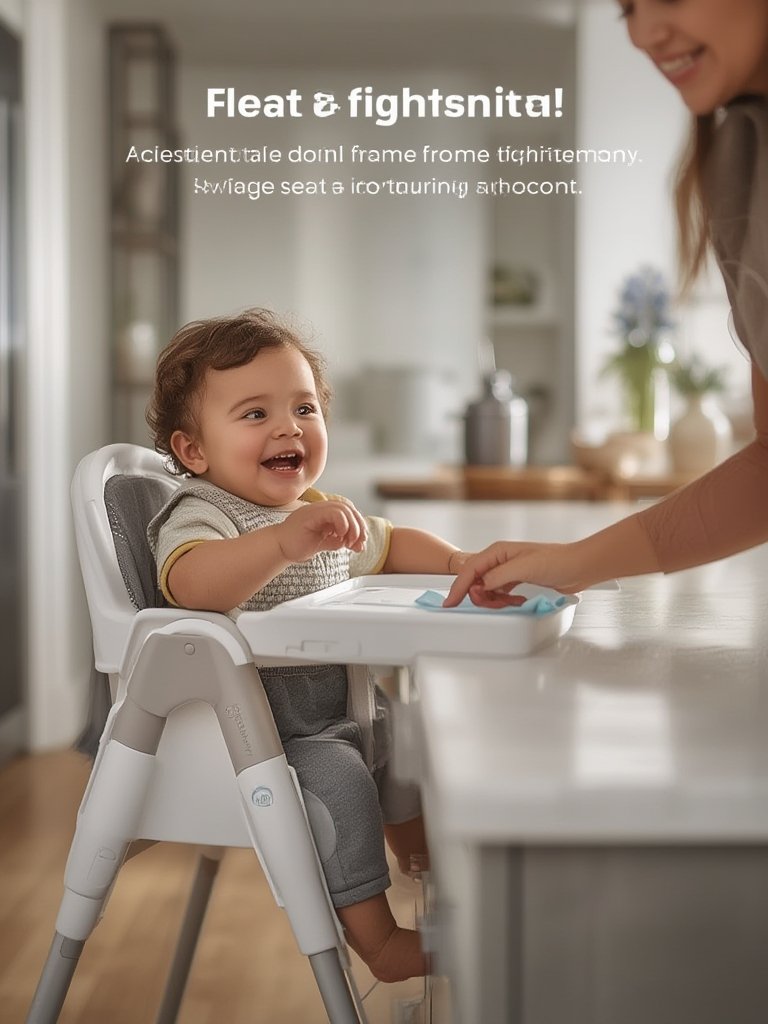 baby highchair for toddler feeding with 5-point harness