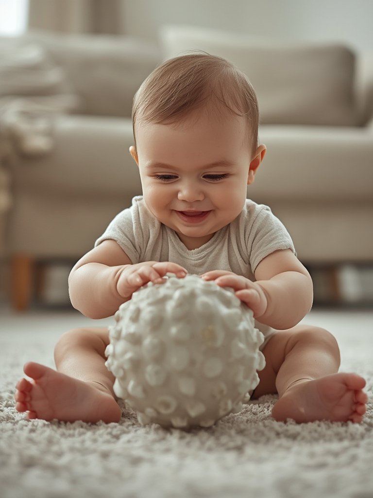 baby rattle and bumpy ball for motor skills development