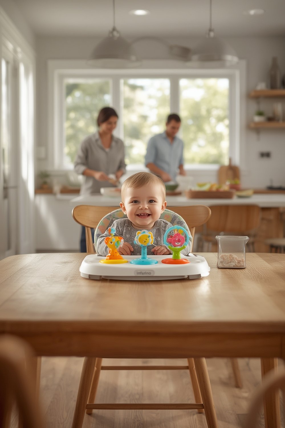 booster seat in use as kitchen chair booster