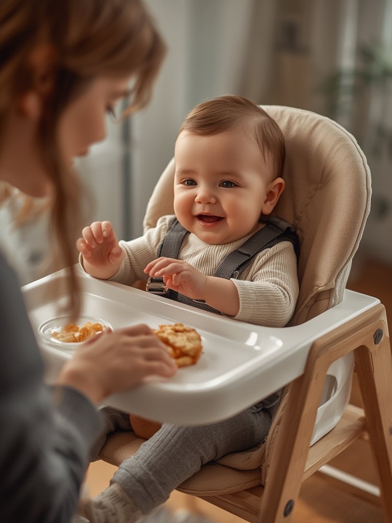 convertible high chair with tray removed for easy cleaning