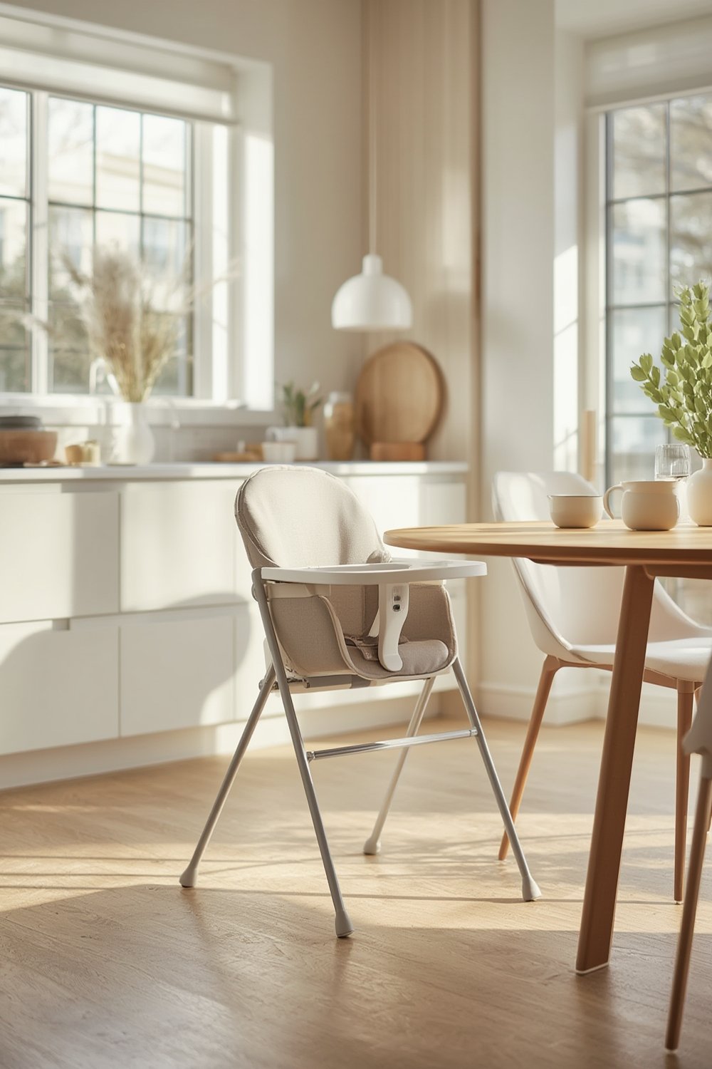 foldable highchair in kitchen space