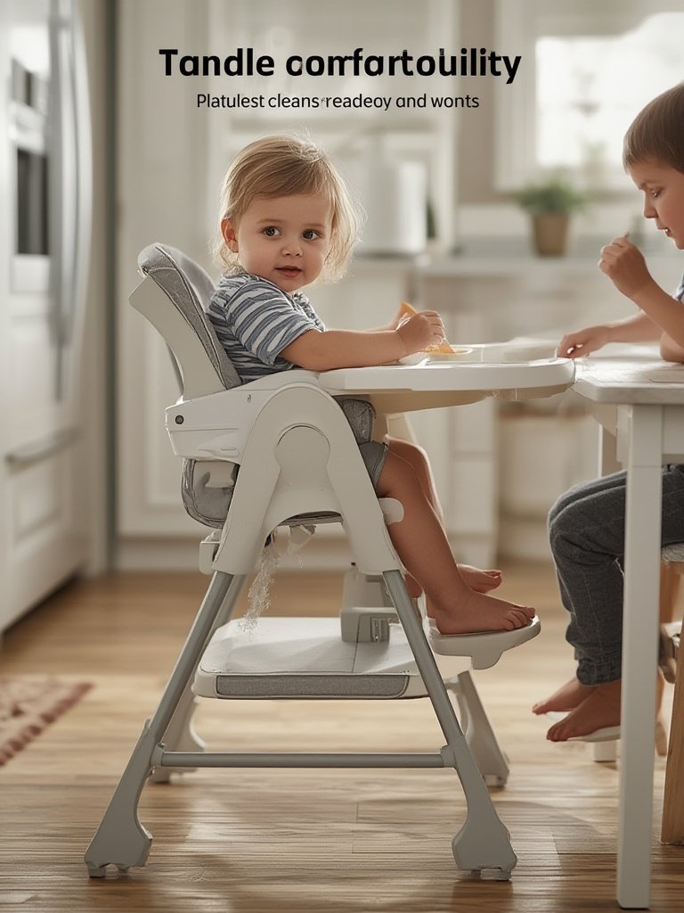 infant highchair with plush support and adjustable recline for baby feeding