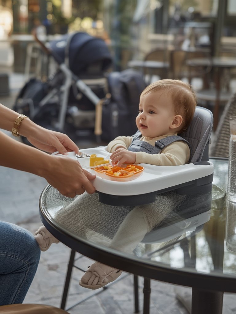 Chicco QuickSeat portable highchair setup outdoors