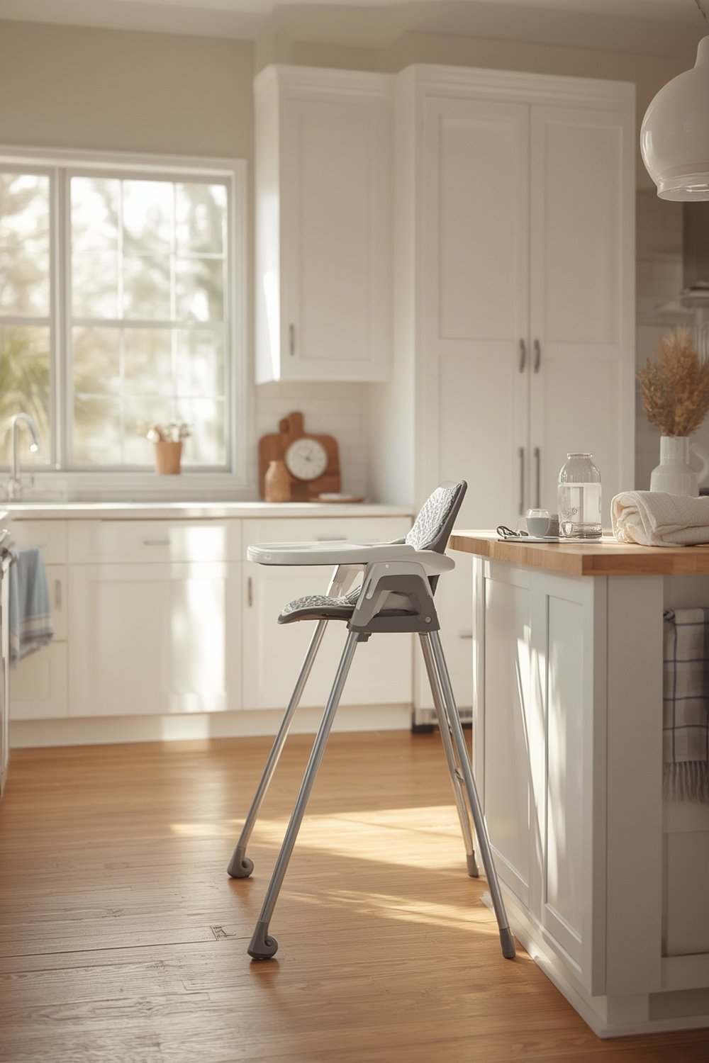 slim highchair in use during baby feeding