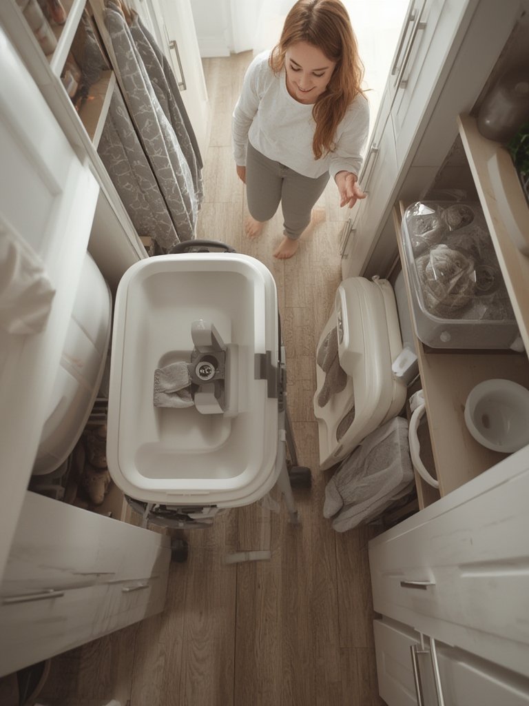 space saving highchair - Chicco Polly in kitchen