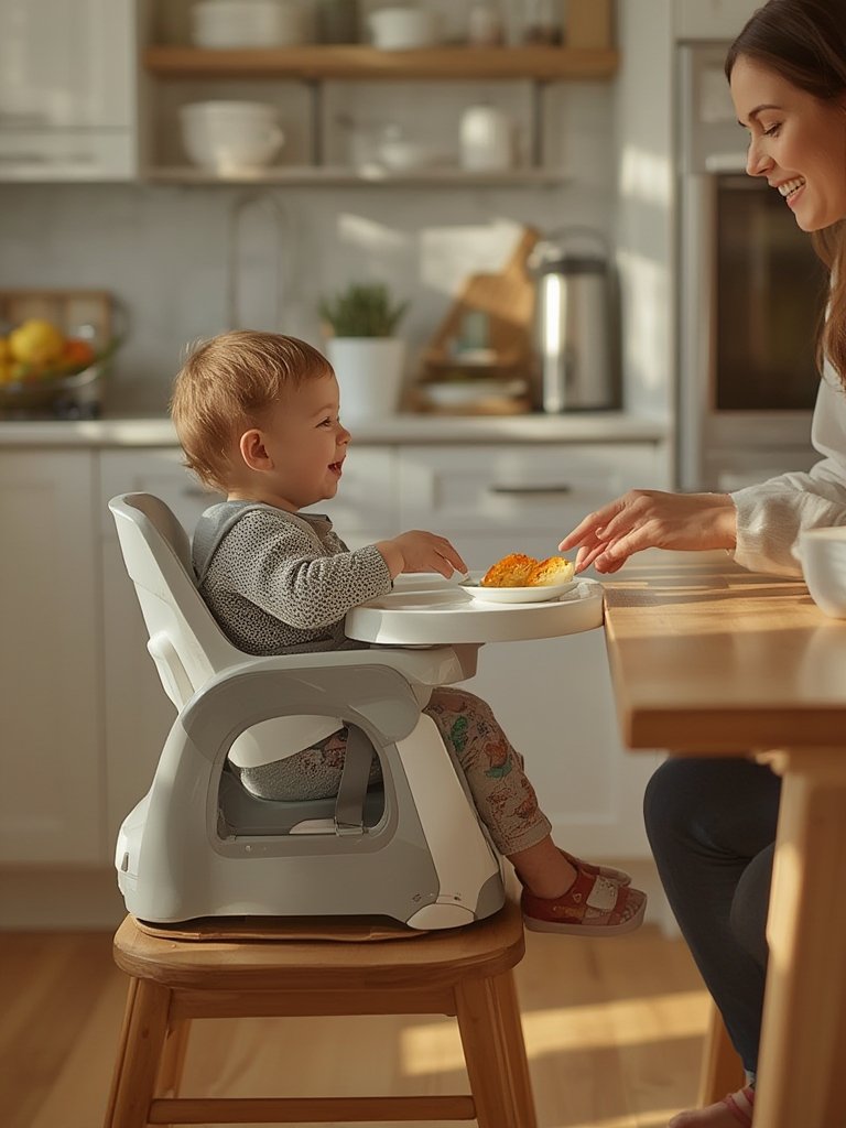 toddler booster with activity pods in use