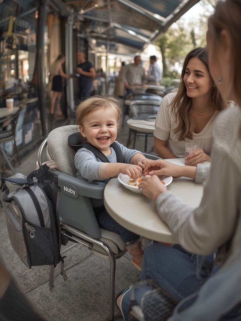 portable booster seat in travel pouch